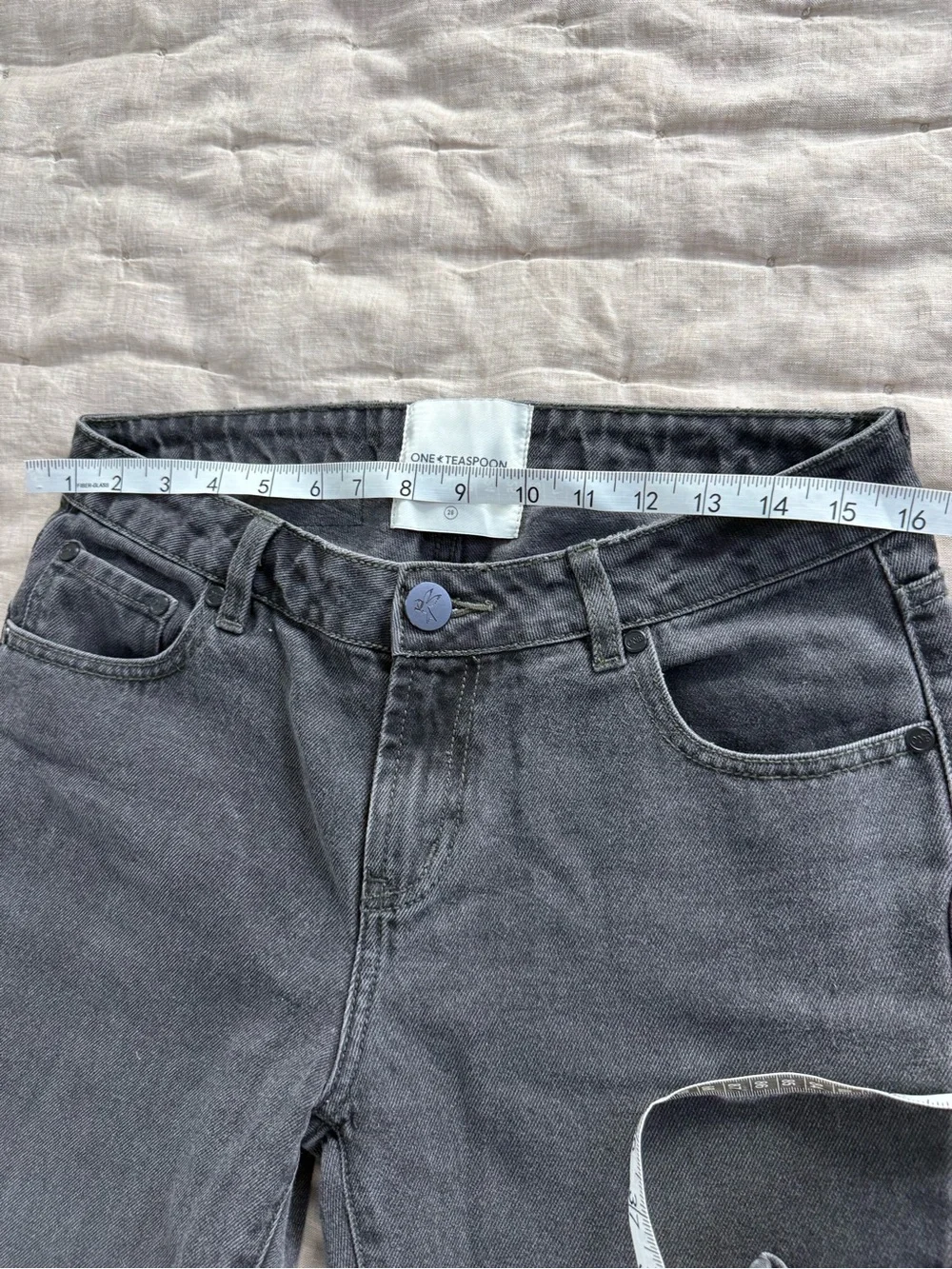 One Teaspoon Stixx Low Waist Slim Straight Leg Denim Jeans Washed Black Size 28
